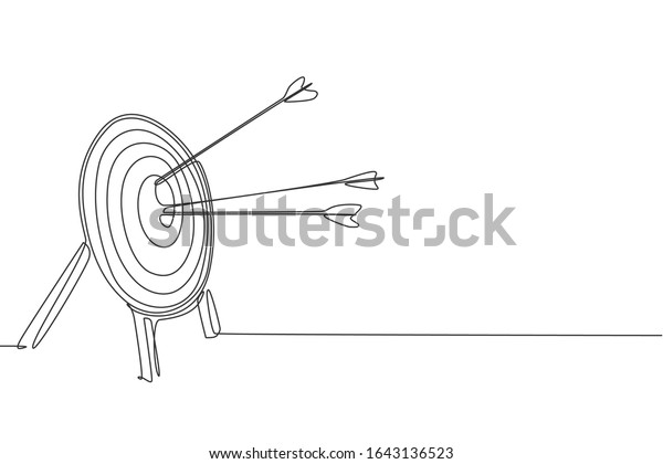 Single Continuous Line Drawing Archery Target Stock Vector (Royalty ...
