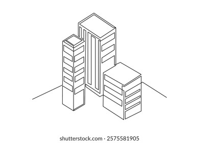 Single continuous line drawing Architectural project management. Building architecture property isolated minimalism concept. Dynamic one line graphic design vector illustration on white background