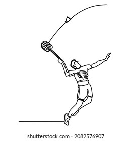 Single Continuous Line Drawing of Badminton Jumping Smash Vector