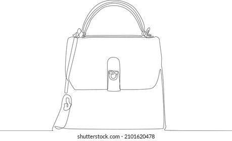 Einzelne kontinuierliche Zeichnung der Tasche für das College. Konzept-1-zeilentechnische Vektorgrafik