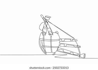 Single continuous line drawing bagpipe musical instrument. Traditional musical instruments originating from Scotland. Blown like a flute. International Bagpipe Day. One line design vector illustration