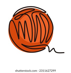 Single continuous line drawing of ball of yarn