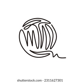 Single continuous line drawing of ball of yarn