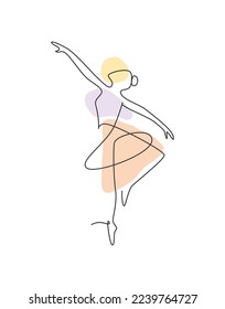 Balerina de dibujo de línea continua en estilo de baile de movimiento ballet. Logo de concepto de bailarina minimalista de belleza, arte de impresión de afiches escandinavos. Diseño de traza de una línea de moda ilustración vectorial gráfico