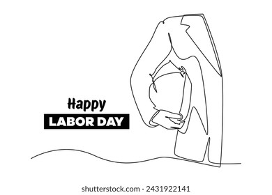 Single continuous line drawing banner for engineer. Labor minimalist concept. Labor day, simple line.