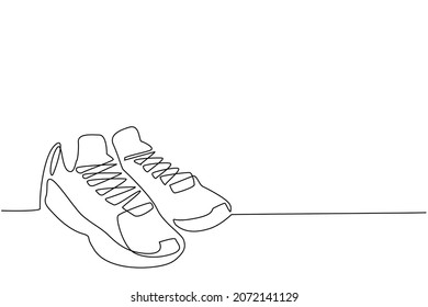 Single Continuous Line Drawing Basketball Shoes. Basketball Icon. Basketball Boots. Sports Inventory. For Sport Store Ad, App Pictogram, Infographics. One Line Draw Graphic Design Vector Illustration