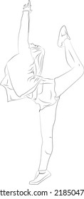 Single continuous line drawing a beautiful and sweet woman. Outline hand drawn athlete woman, yoga moves, sexy young girl, textile and poster pattern. Illustration fashion concept.