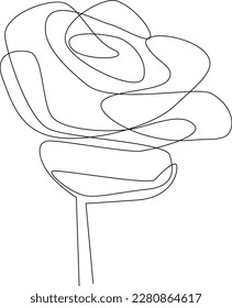 Single continuous line drawing of beautiful pretty rose. Dynamic beauty greeting card, invitation, logo, banner, poster concept one line draw design graphic vector illustration
