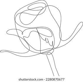 Single continuous line drawing of beautiful young flowers. Dynamic beauty greeting card, invitation, logo, banner, poster concept one line draw design graphic vector illustration.