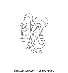 Single continuous line drawing of beauty fresh nepenthes for home wall decor art poster print. Decorative tropical pitcher plant for floral card frame. Modern one line draw design vector illustration