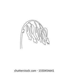 Single continuous line drawing beauty fresh perennial herbaceous plant for wall art home decor poster print. Decorative corydalis flower for floral card frame.One line draw design vector illustration