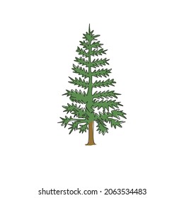 Einzelne fortlaufende Zeichnung von Schönheit und exotischen Kiefern. Dekorativer Pinus für die Grußkarte. Schönheitsplatz Urlaubskonzept. Modern One-Line-Zeichendesign, Vektorgrafik