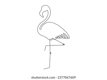 Single continuous line drawing of beauty exotic flamingo for company business logo identity. Flamingo bird mascot concept for product brand. Vector illustration.