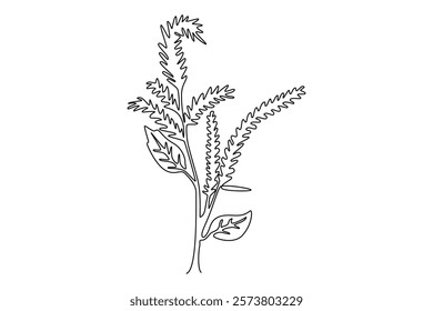 Single continuous line drawing beauty fresh amaranthus for garden logo. Decorative amaranth flower concept for home wallpaper decor art poster print. One line draw graphic design vector illustration