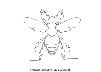 A single continuous line drawing of an bee for the farm's logo identity.  Single line drawing graphic design vector illustration

