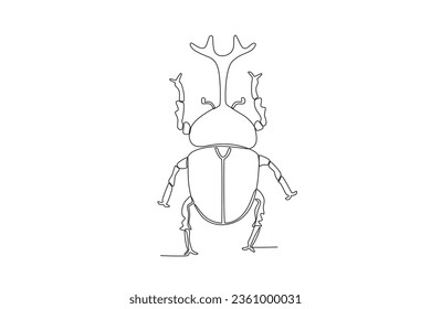 A single continuous line drawing of an beetle for the farm's logo identity.  Single line drawing graphic design vector illustration
