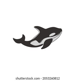 Single Continuous Line Drawing Of Big Adorable Orca For Company Logo Identity. Killer Whale Mascot Concept For Scuba Diving Lover Icon. Modern One Line Draw Design Vector Illustration