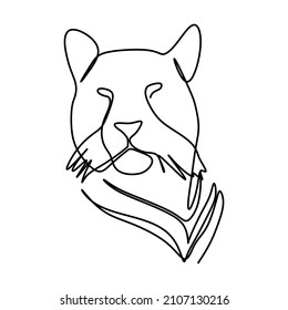 Single continuous line drawing big  tiger for animal mascot concept for national safari zoo. Dynamic one line draw graphic design vector illustration