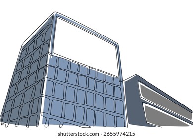 An Gebäuden angebrachte Anzeigetafel mit einer durchgehenden Linie. Hochprofitables digitales Plakatwandplatzieren. Marketing-Produkte und -Dienstleistungen. Nationaler Reklametag. Vektorgrafik mit einzeiligem Design
