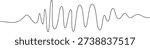 Single continuous line drawing black sound waves. Music audio frequency, voice line waveform, electronic radio signal, volume level symbol. one line Icon drawing

