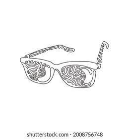 Single continuous line drawing Black Eyeglasses. Modern fashionable spectacles. Hipster glasses. Black fashion reading glasses. Swirl curl style. One line draw graphic design vector illustration
