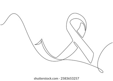 Single continuous line drawing bladder cancer awareness campaign ribbon with rolled ribbon ends. Be more attentive from an early age. Bladder Cancer Awareness Day. One line design vector illustration