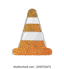 Single continuous line drawing bollard striped, bollard trendy from alert collection. Firefighter equipment from fire department. Swirl curl style. One line draw graphic design vector illustration