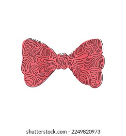 Single continuous line drawing bow tie icon. Hipster accessory. Realistic formal wear for official event. Elegant clothes object. Swirl curl style. One line draw graphic design vector illustration
