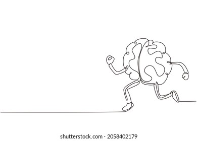 Single continuous line drawing brain running and shoes cartoon isolated  Train your brain  Creative concept  Flat design brain for sport win  One line draw graphic design vector illustration