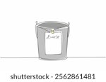 Single continuous line drawing bucket with paper attached to the outside with the words Bucket List written on it. Bucket full of dreams. National Bucket List Day. One line design vector illustration