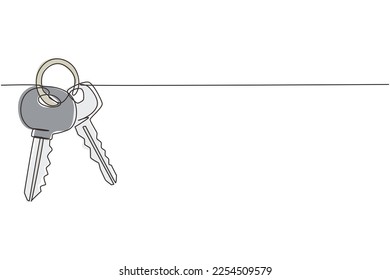 Single continuous line drawing bunch of keys icon. House apartment rental for sale concept. The concept of privacy, security and protection. Dynamic one line draw graphic design vector illustration