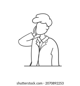 Single continuous line drawing of businessman thinking with hand on head. concept one line draw design vector illustration