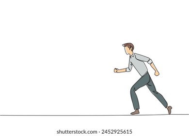 Single continuous line drawing businessman leisurely strolling. Habit to get rid of nervousness. Nervous when meeting a big client. Light exercise for health. One line design vector illustration