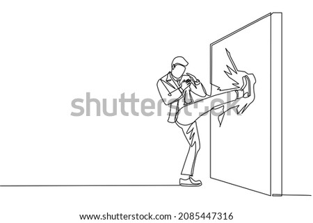 Similar – Image, Stock Photo Force man kicks brick wall