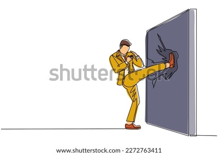 Similar – Image, Stock Photo Force man kicks brick wall