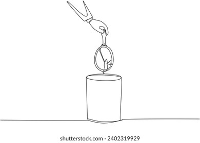 Single continuous line drawing businessman's hand throwing away a broken mirror. Reflection of life. Used to look back so that the present can be better. Shattered. One line design vector illustration