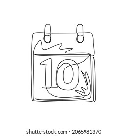 Single Continuous Line Drawing Calendar Icon Logo. Date, Day Of Month: Sunday, Monday, Tuesday, Wednesday, Thursday, Friday, Saturday. Weekend. Dynamic One Line Draw Graphic Design Vector Illustration