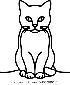 Single continuous line drawing of a cat's head. One continuous line style drawing. Vector illustration. Cat design, cat draw, minimalist, lineart