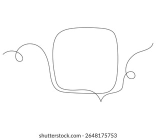 Single continuous line drawing of a chat bubble. Minimalist vector icon for messaging, social media, or communication design. Clean outline isolated on white background.
