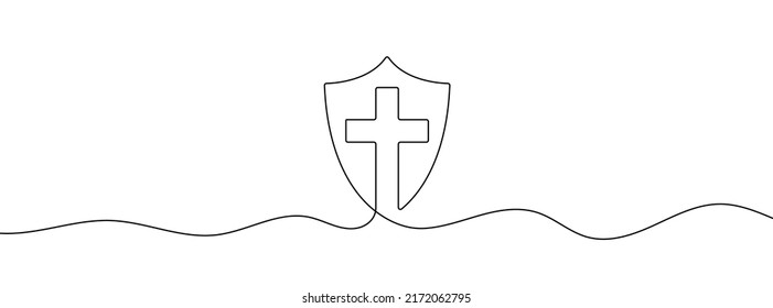 Single continuous line drawing of a church logo. One continuous line of a church logo. Vector illustration. Church logo design