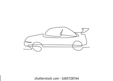 Einzelne kontinuierliche Zeichnung des klassischen Limousinen aus seitlicher Sicht. Transportflugzeug-Konzept. Trendfarbene Vektorillustration mit einer Linie, die Design-Illustration