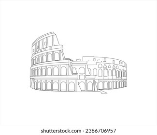 Single continuous line drawing Colosseum amphitheater. Iconic landmark place in Rome, Italy. World travel home decor wall art poster print concept.