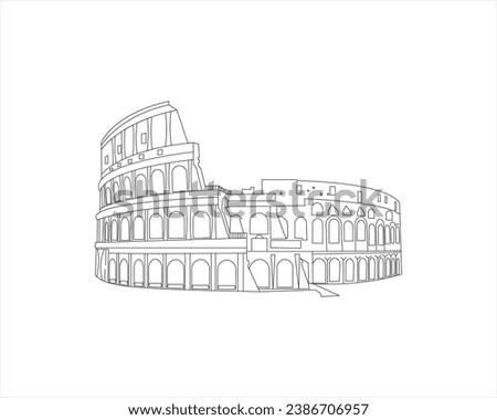 Single continuous line drawing Colosseum amphitheater. Iconic landmark place in Rome, Italy. World travel home decor wall art poster print concept.