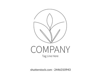Single continuous line drawing of company logo. COmpany logo isolated minimalism concept. Dynamic one line draw graphic design vector illustration on white background.