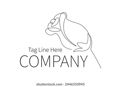 Single continuous line drawing of company logo. COmpany logo isolated minimalism concept. Dynamic one line draw graphic design vector illustration on white background.