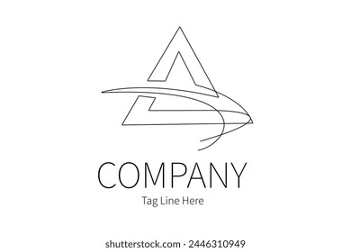 Single continuous line drawing of company logo. COmpany logo isolated minimalism concept. Dynamic one line draw graphic design vector illustration on white background.