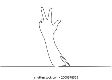 Single continuous line drawing counting hand sign. Number three hand count. Learn to count numbers. Concept of education. Nonverbal signs or symbols. One line draw graphic design vector illustration