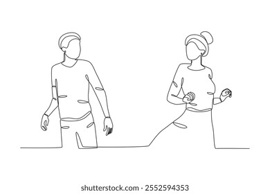 Single continuous line drawing of Couple dancing. Dynamic single line draw design graphic vector illustration.
