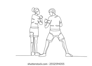 Single continuous line drawing of couple joking. Dynamic single line draw design graphic vector illustration.
