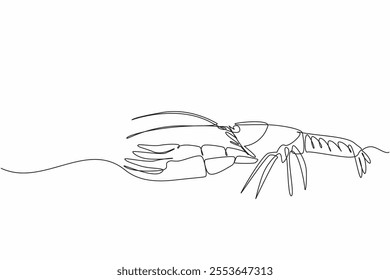 Single continuous line drawing crawfish posing. Has a fairly high protein content. Has many benefits for the body when eaten. Delicious food. National Crawfish Day. One line design vector illustration